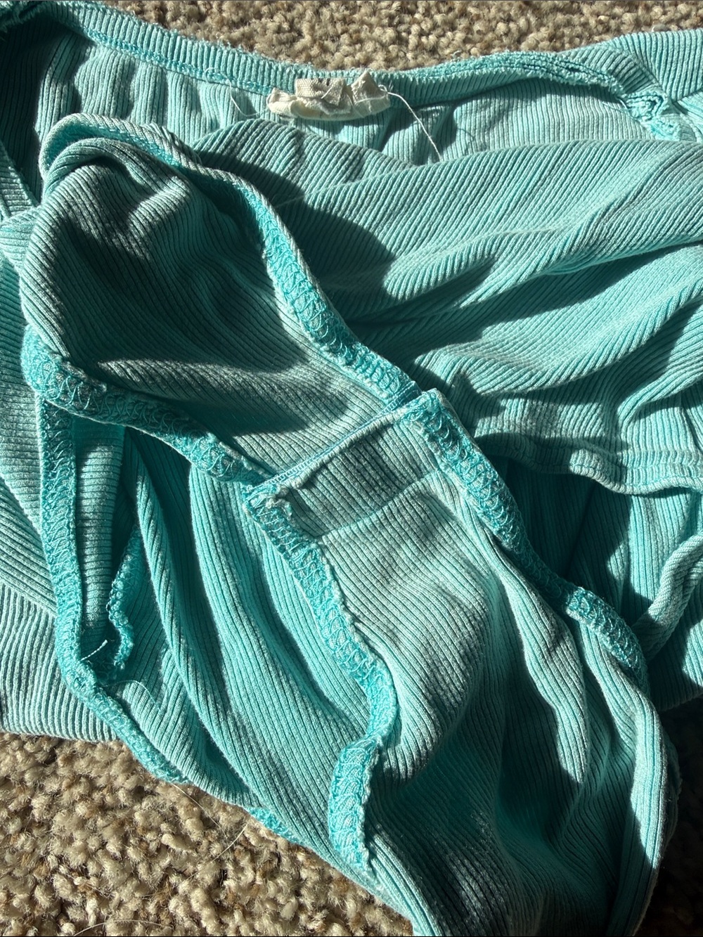 POL Teal Ribbed Button-Front Bodysuit - Picture 6 of 6